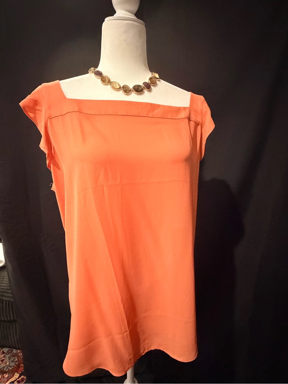 Women's Orange Square-Neck Blouse